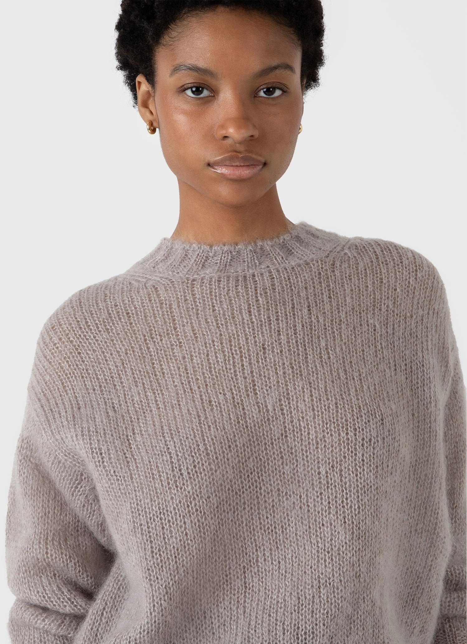 Women's Mohair Silk Jumper in Sandstone Seamless Fit