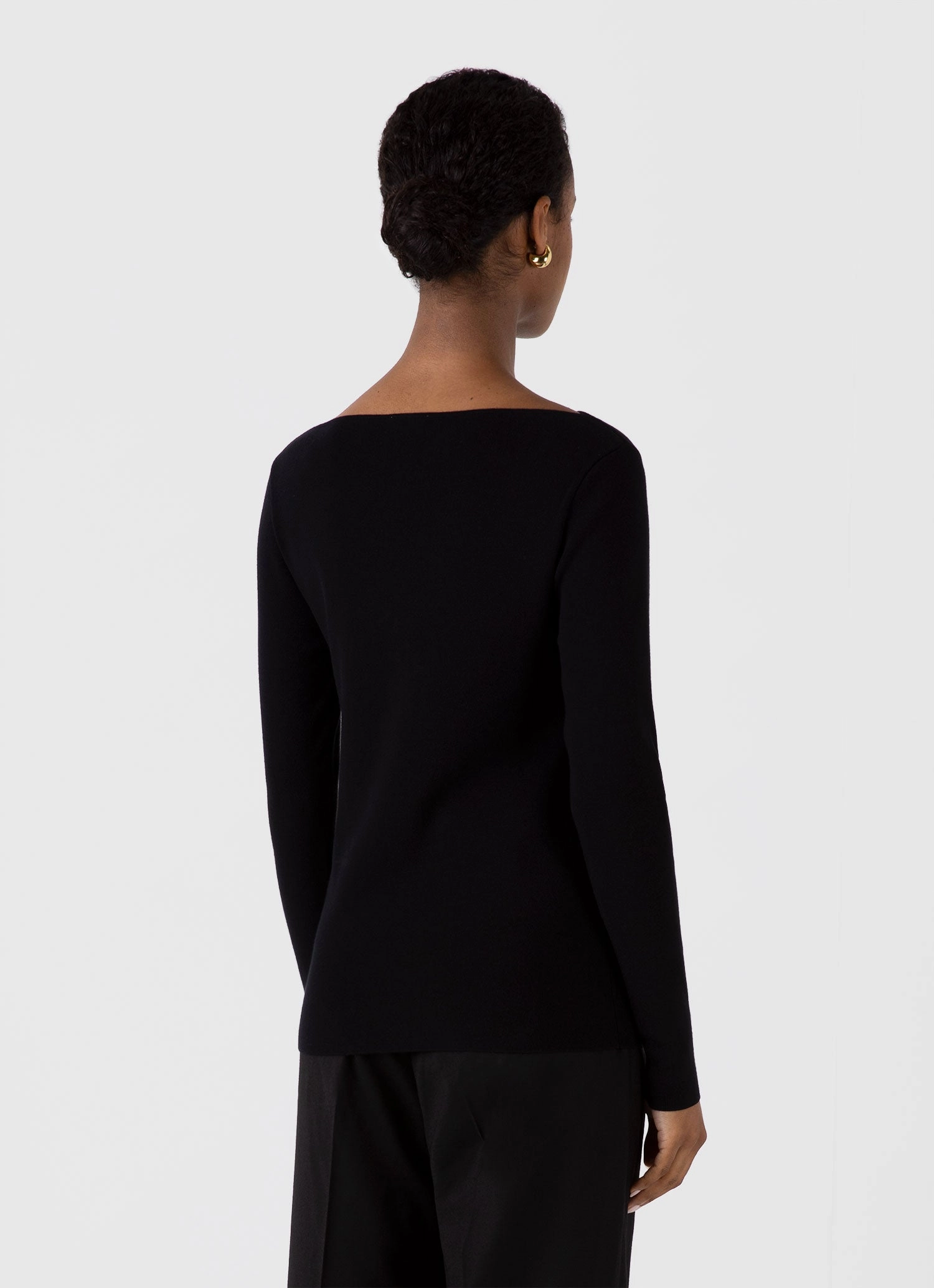 Women's Viscose Slash Neck Top in Black Flattering Drapes