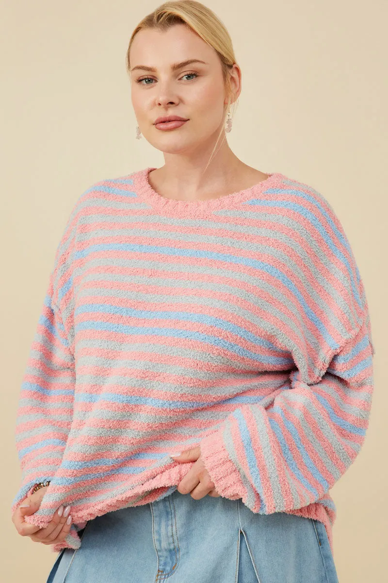 Plaid Design Womens Ultra Soft Multicolor Stripe Pullover Sweater