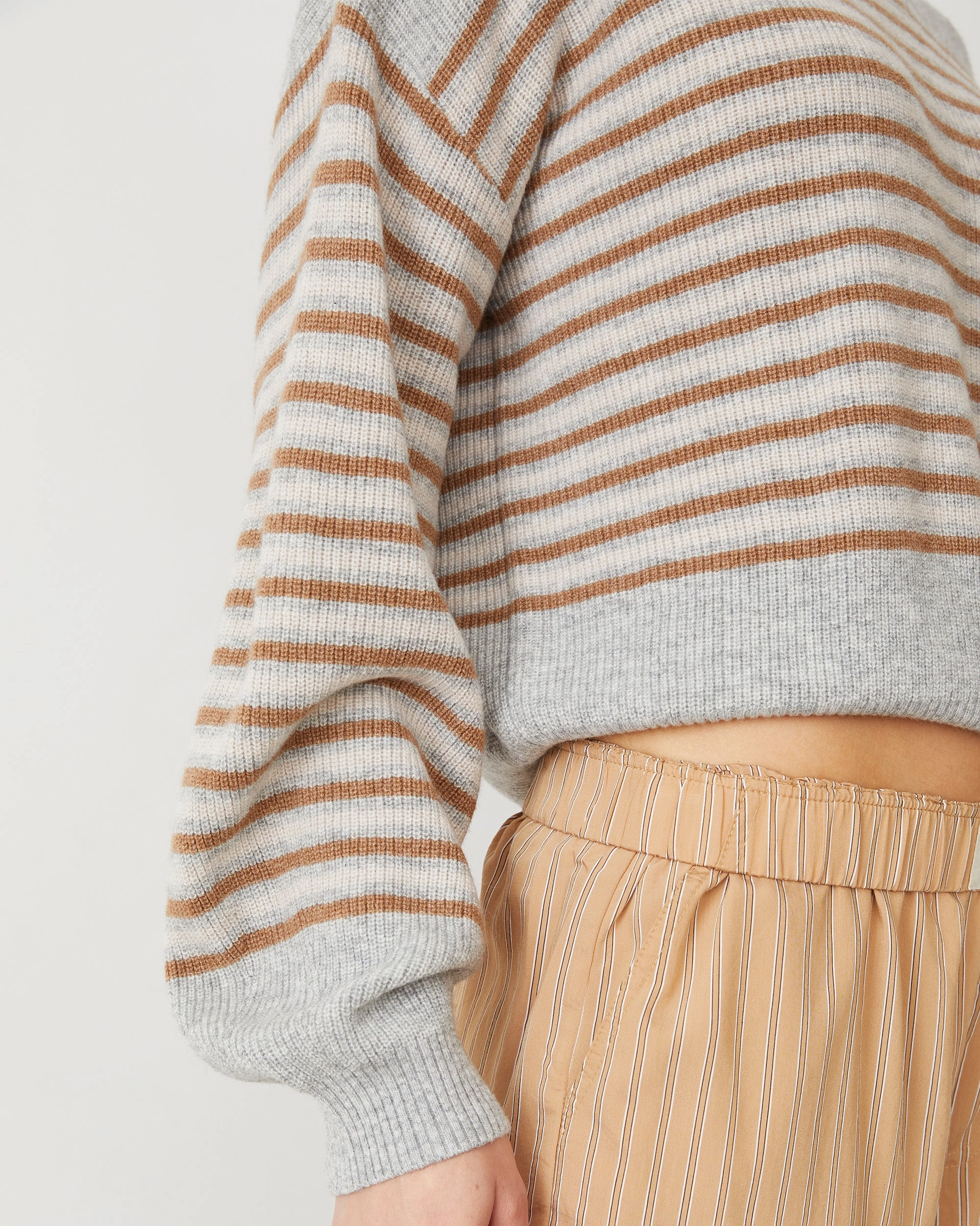 Wool Cashmere Stripe Sweater Structured Fit