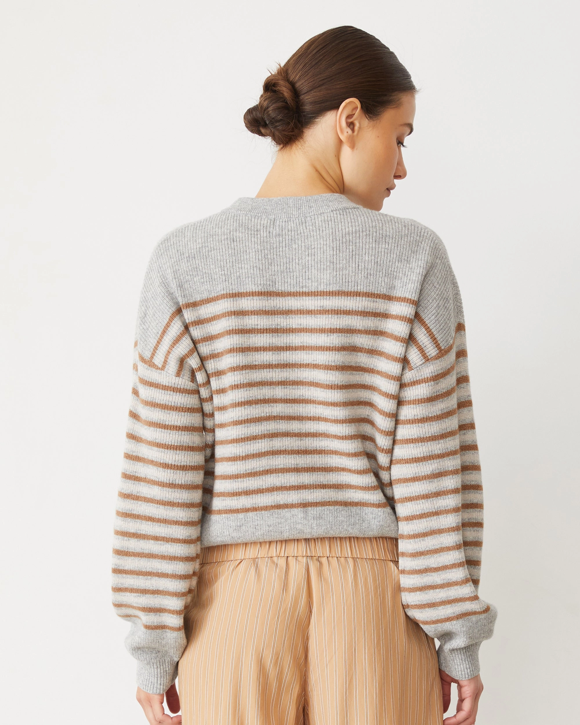 Wool Cashmere Stripe Sweater Structured Fit