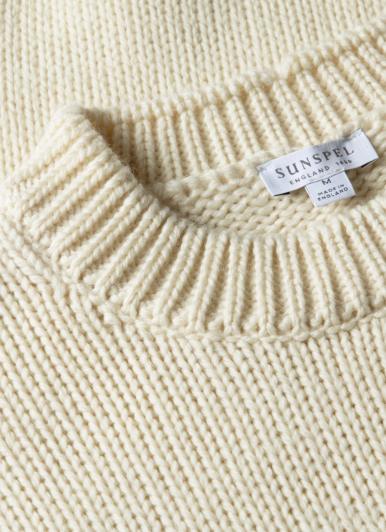 Wool Warm Men's Fisherman Jumper in Ecru