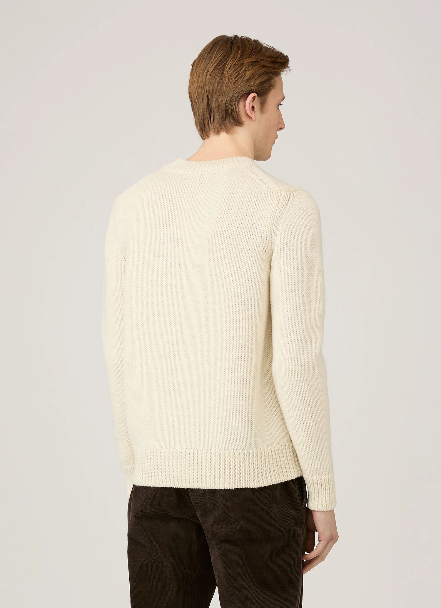 Wool Warm Men's Fisherman Jumper in Ecru
