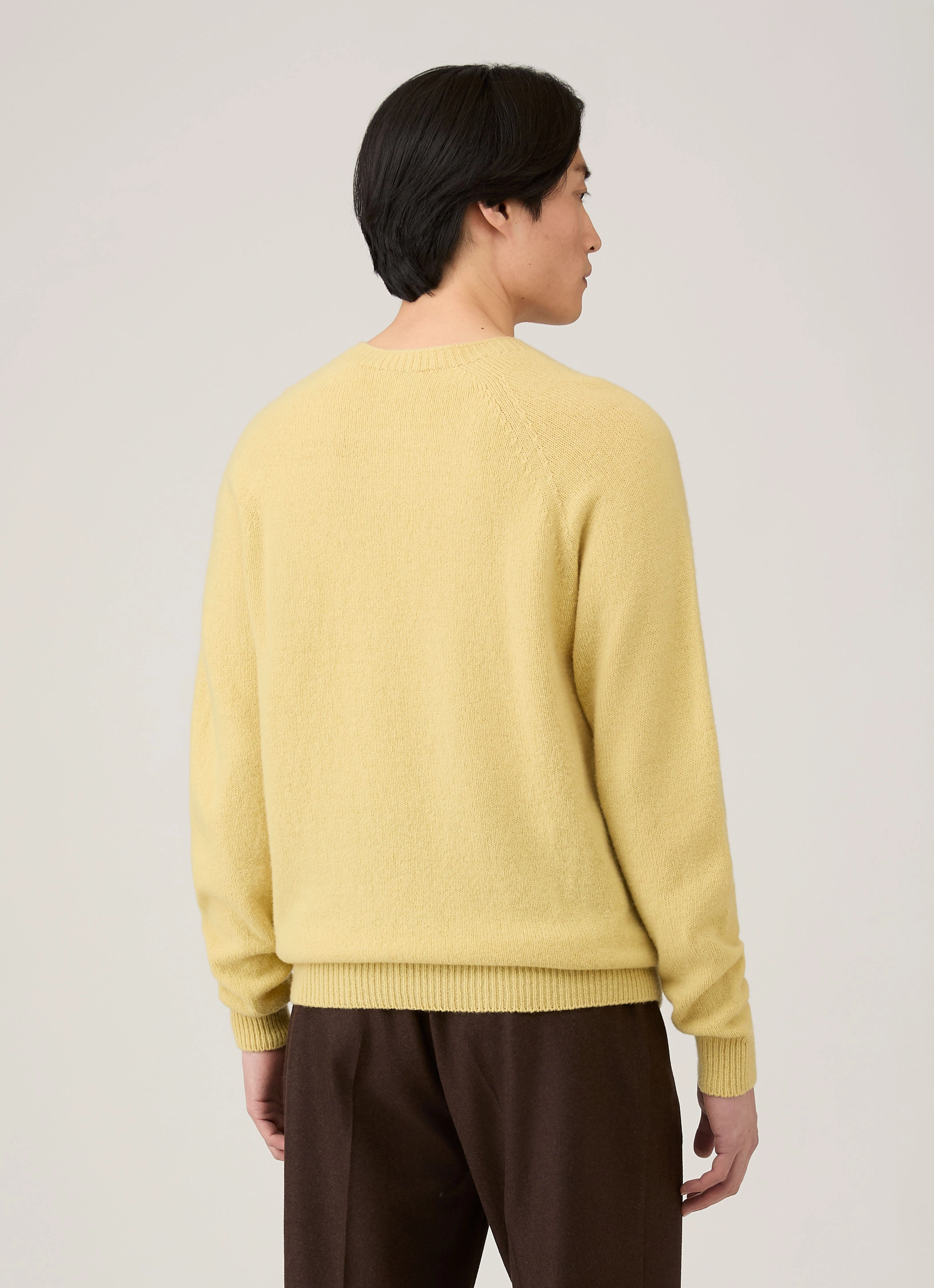 Wool Warm Men's Lambswool Crew Neck Jumper in Dusty Yellow