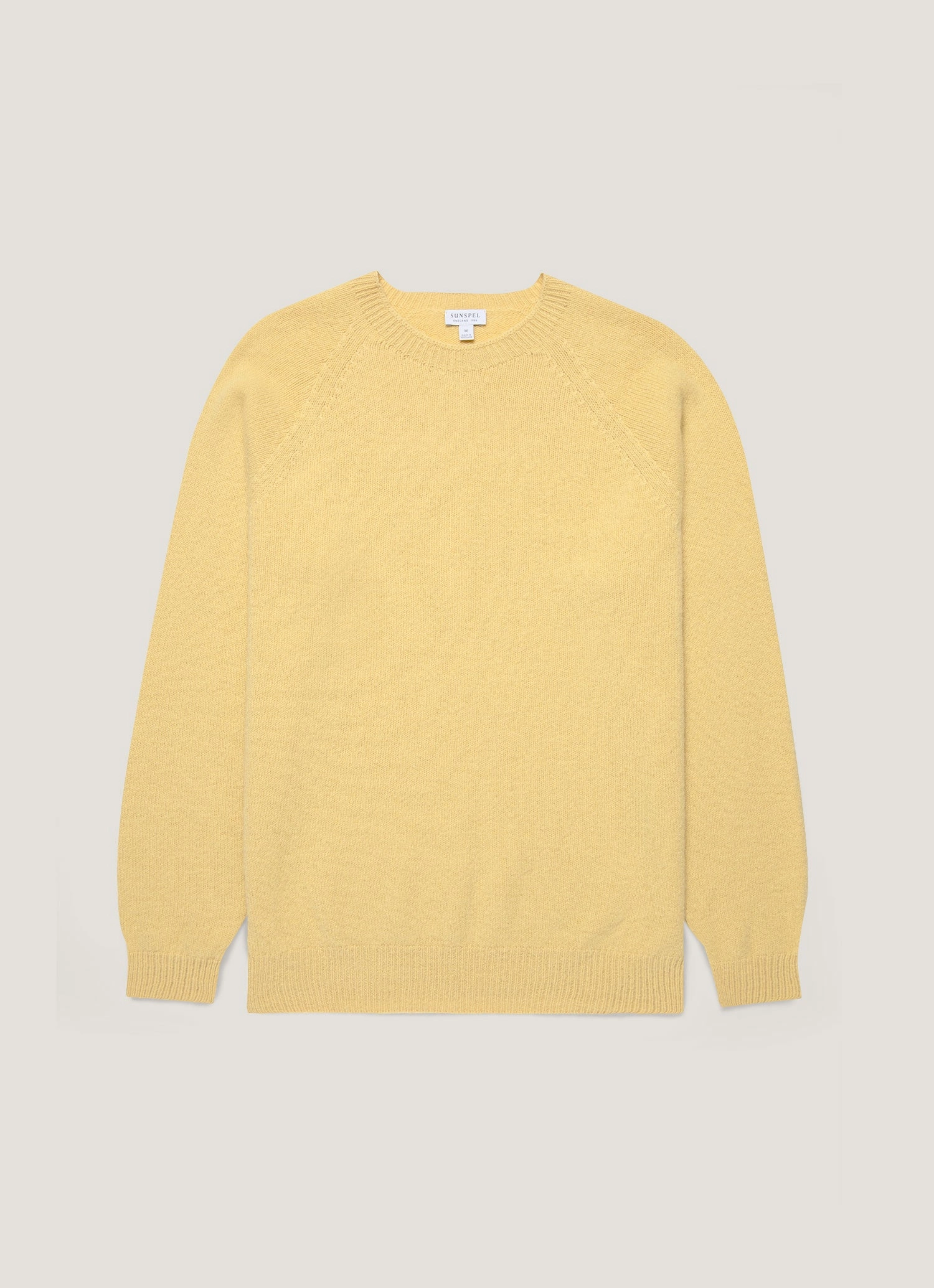 Soft Men's Lambswool Crew Neck Jumper in Dusty Yellow