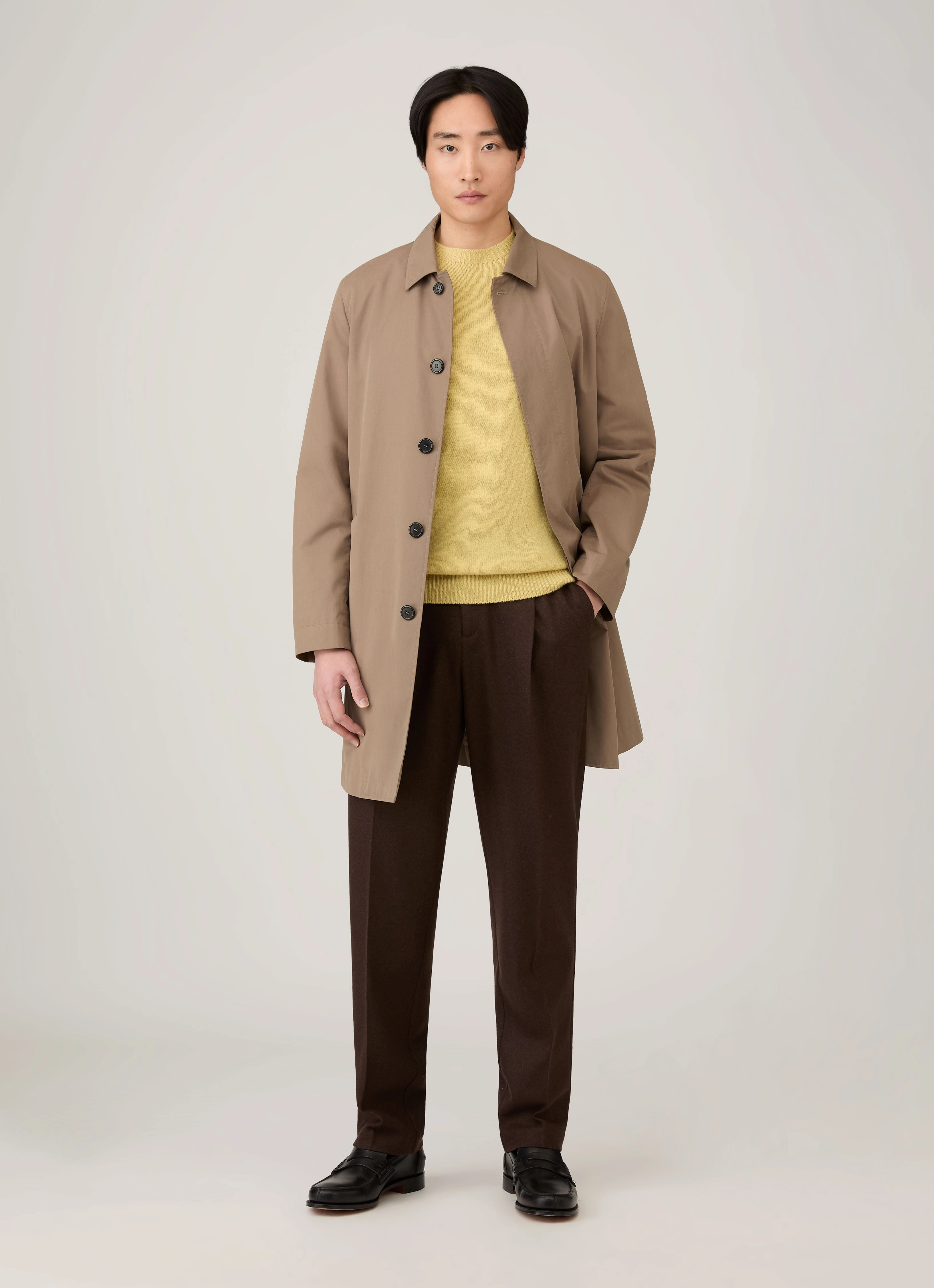 Wool Warm Men's Lambswool Crew Neck Jumper in Dusty Yellow