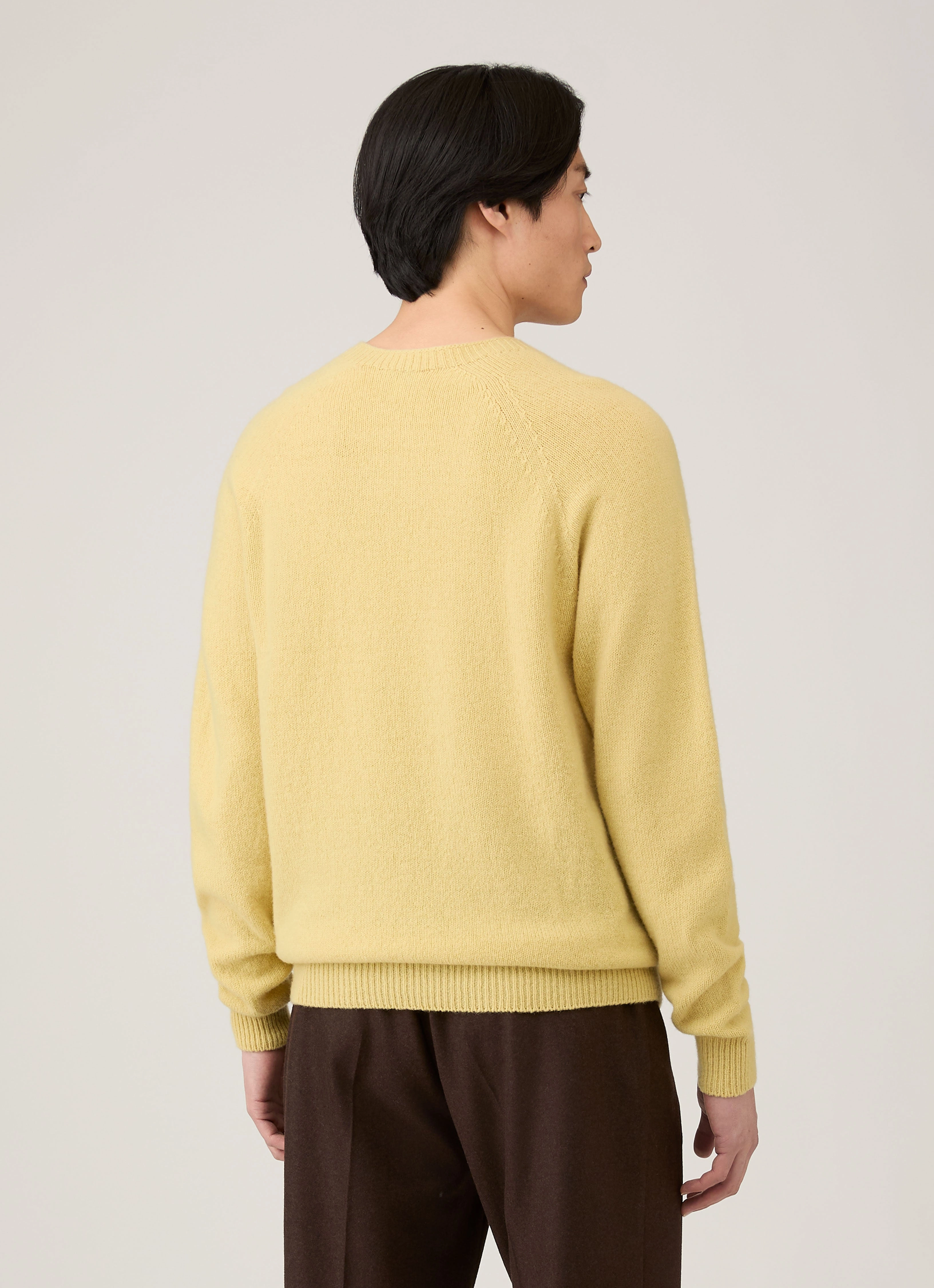 Wool Warm Men's Lambswool Crew Neck Jumper in Dusty Yellow