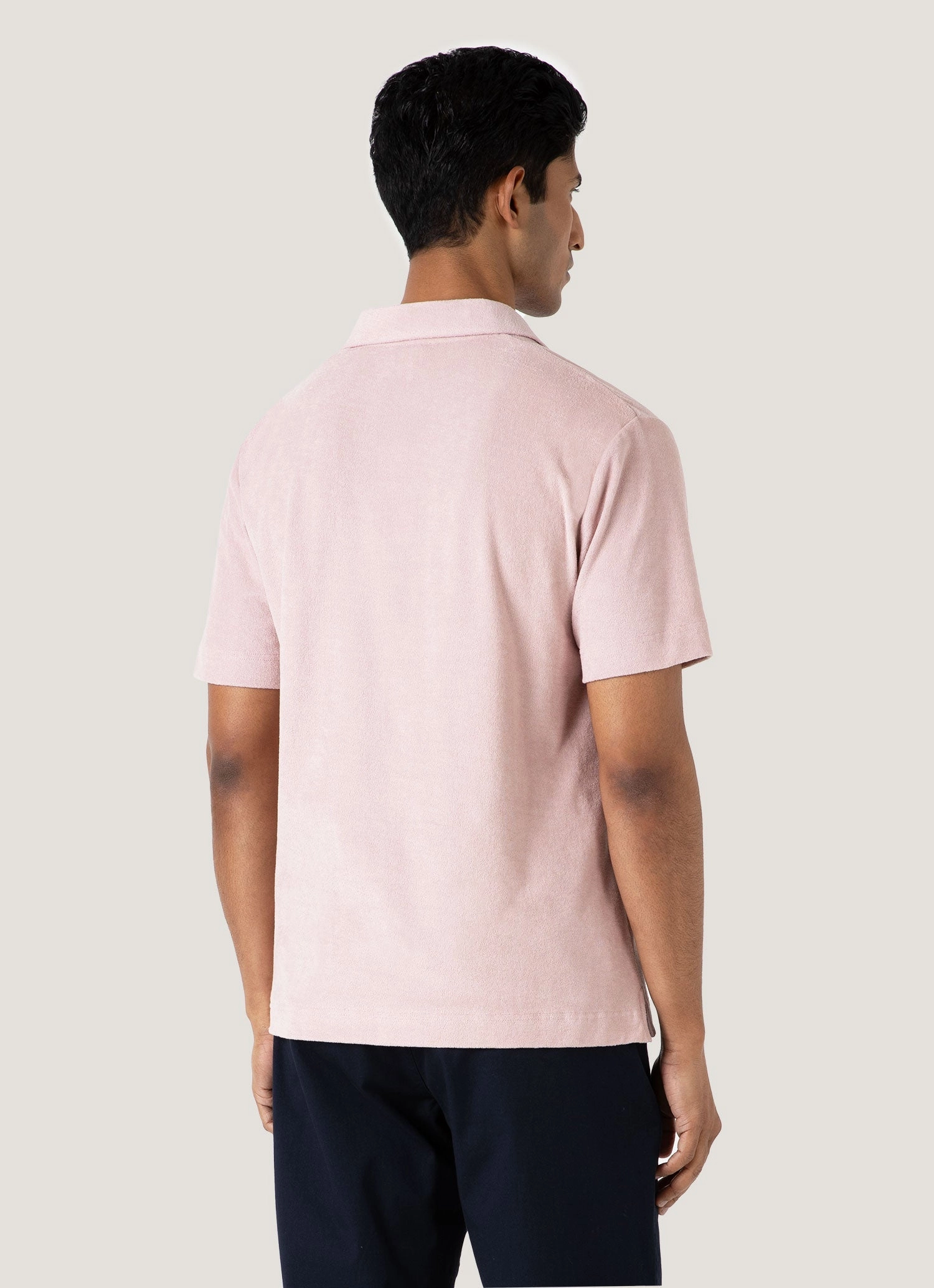 Youthful Energy Men's Towelling Polo Shirt in Pale Pink