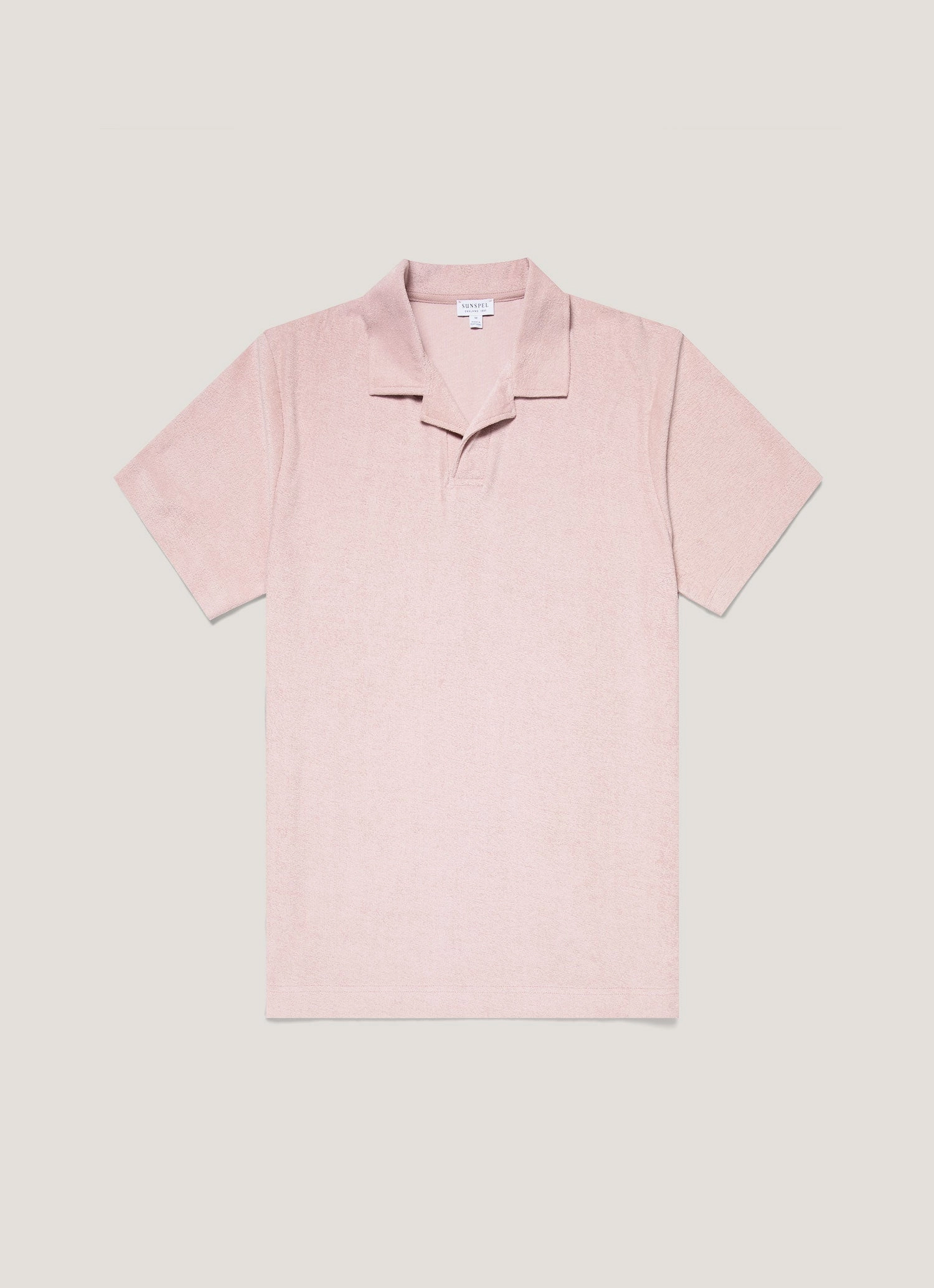 Men's Towelling Polo Shirt in Pale Pink Fresh Trend Look
