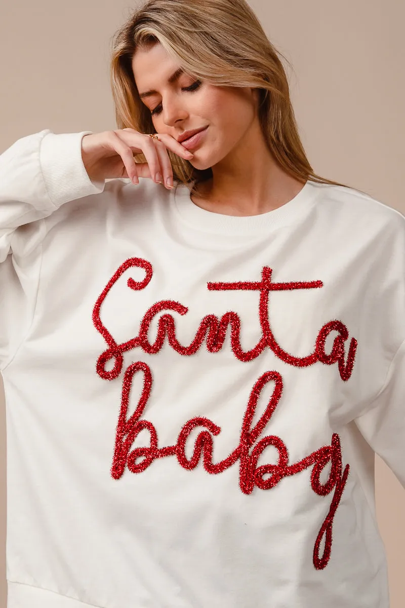 Canvas Make IP8232J-31 | TINSEL SANTA BABY LETTERING CHRISTMAS SWEATSHIRT